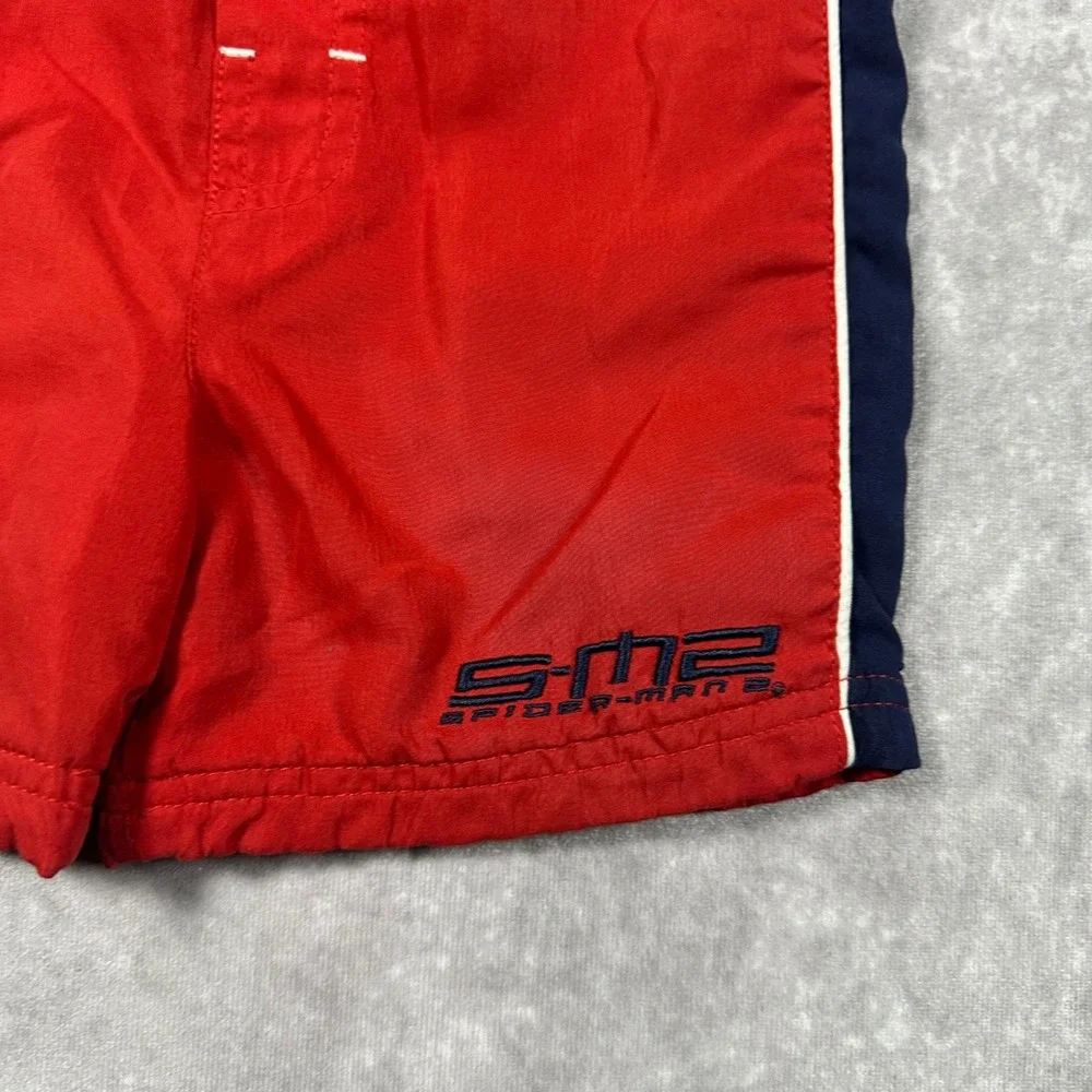 Spider-Man 2 Vintage 2004 Marvel Red Navy Swim Trunks Kids Boys Shorts S-M2